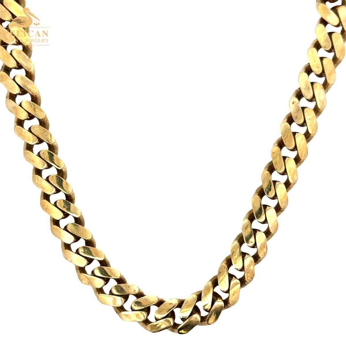 22″ 10K Gold & White Stone Hollow Cuban Chain 10.9mm Thick (MYEE) (PSH039776)