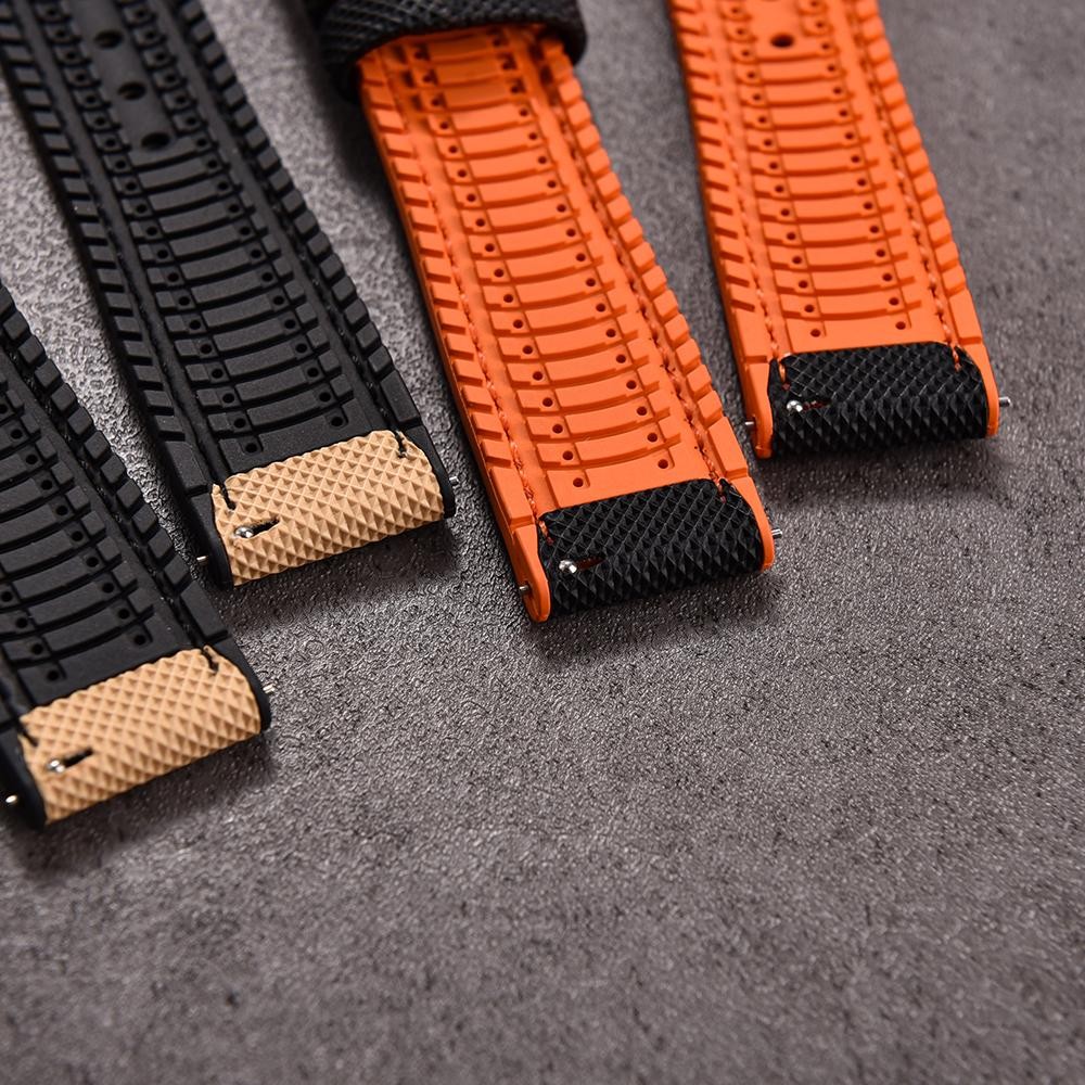18-24mm Hybrid FKM Watch Strap Fluoro Rubber Watchband Soft Straps Quick Release