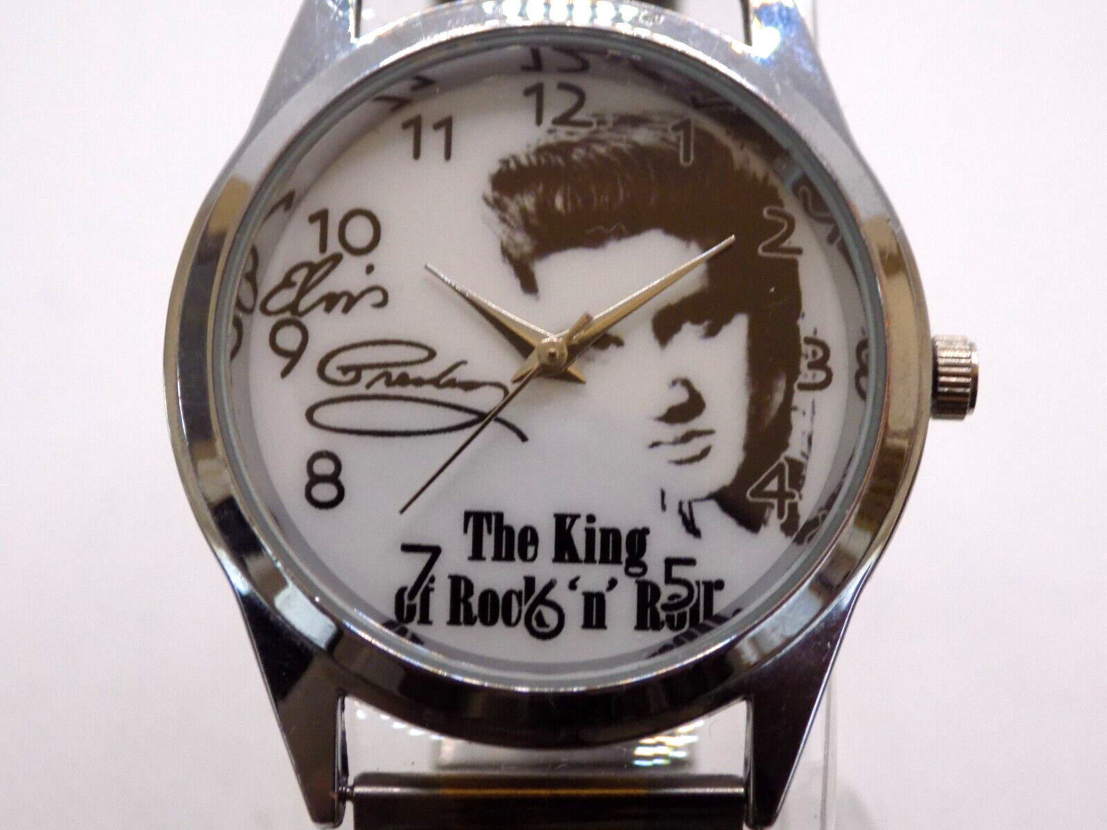 Vintage ELVIS PRASLEY The King of Rock’n Roll Stretch Band Flexible Strap Watch