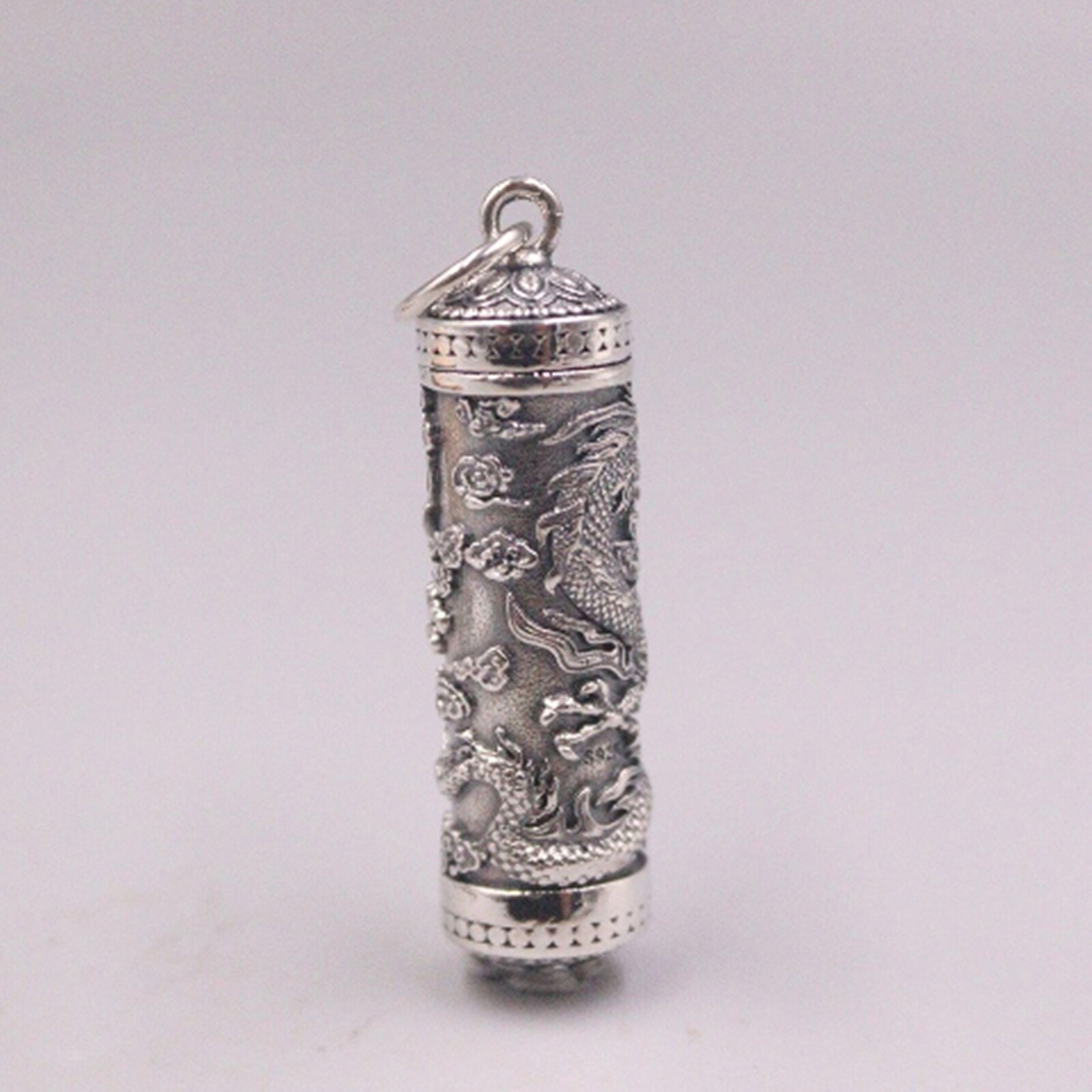 S925 Sterling Silver Pendant For Men Dragon Pillar Vintage Silver Pendant Gift