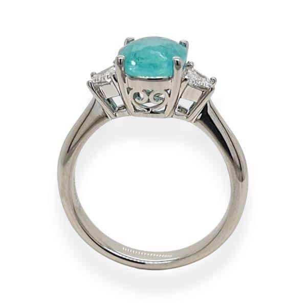 2.15ct Vivid Neon Blue-Green Paraiba Tourmaline Ring 18K White Gold GIA Cert