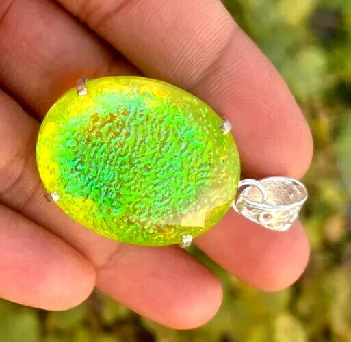 105 Ct+ Natural Oval Monarch Fire Opal Doublet 925 Solid Silver Pendant Gemstone