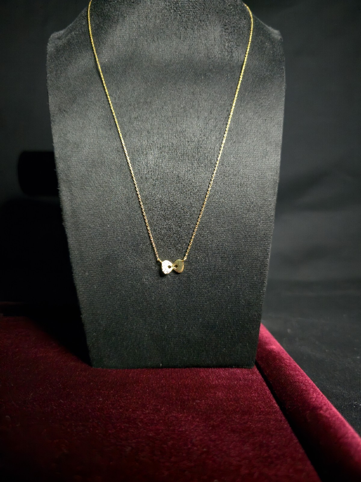925 Sterling Silver 18ct Gold Plated Bow Necklace with Glass Crystals 45.5cm