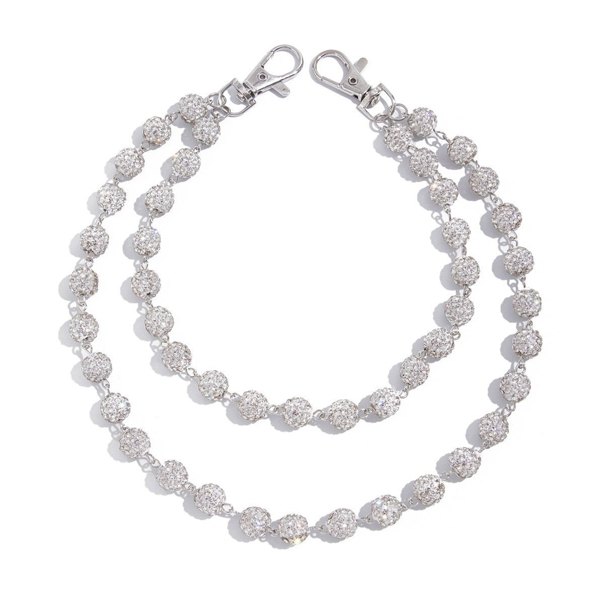Round Chain Cubic Zirconia Bead Waist Chain Stainless Hip-hop Jeans Accessory