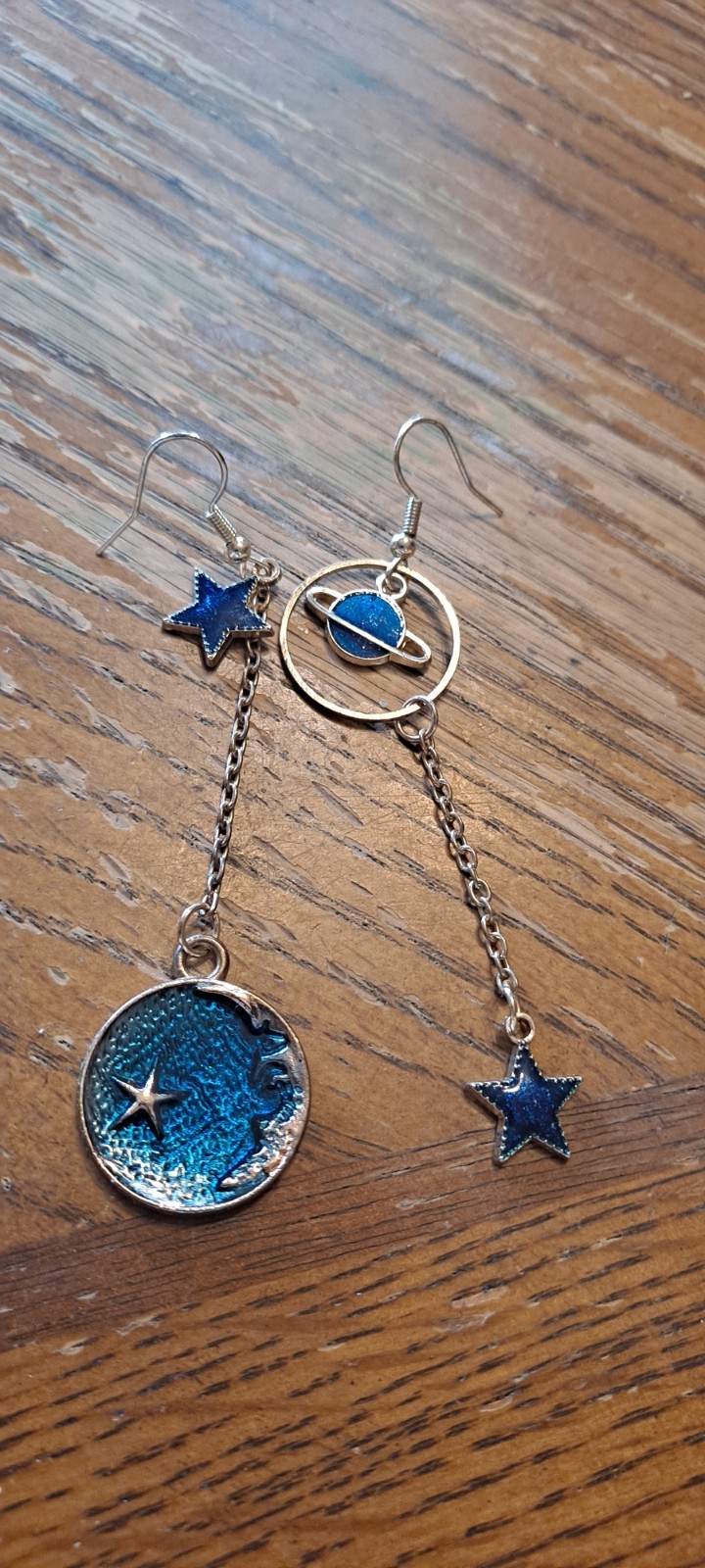 Enamel Moonstar Earrings Dangly