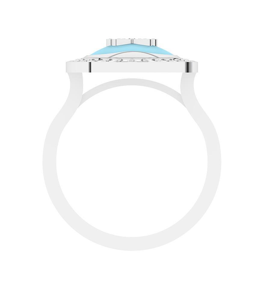 Enamel Right Hand Wedding Ring 14K Rose Gold SI1 G 0.45 Carat Natural Diamond