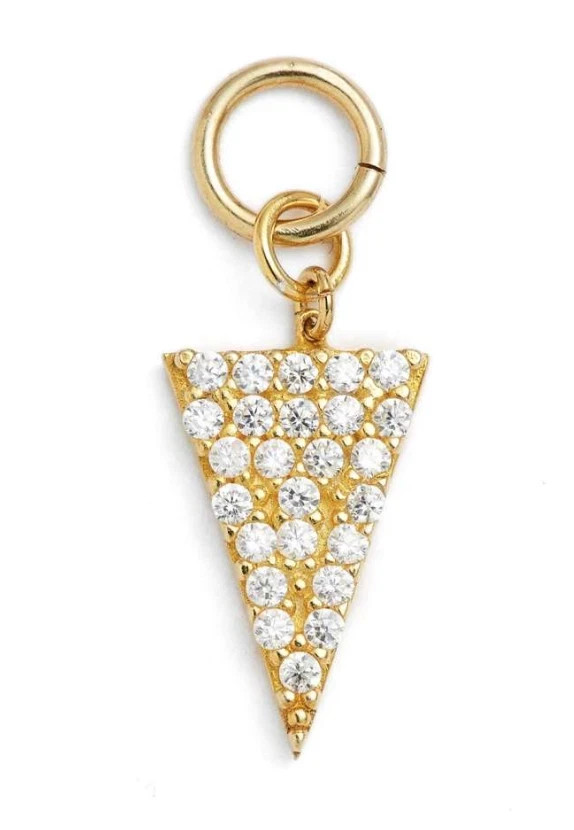 Argento Vivo Triangle Charm Pendant Gold Plated Sterling Silver 925 Pavé Crystal