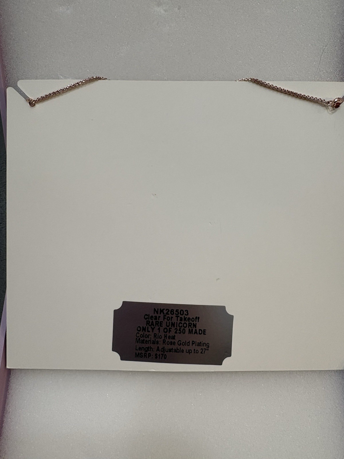 NK26503 RARE UNICORN ONLY 1 OF 250 MADE Color, Rio Heat Rose Gold Plating