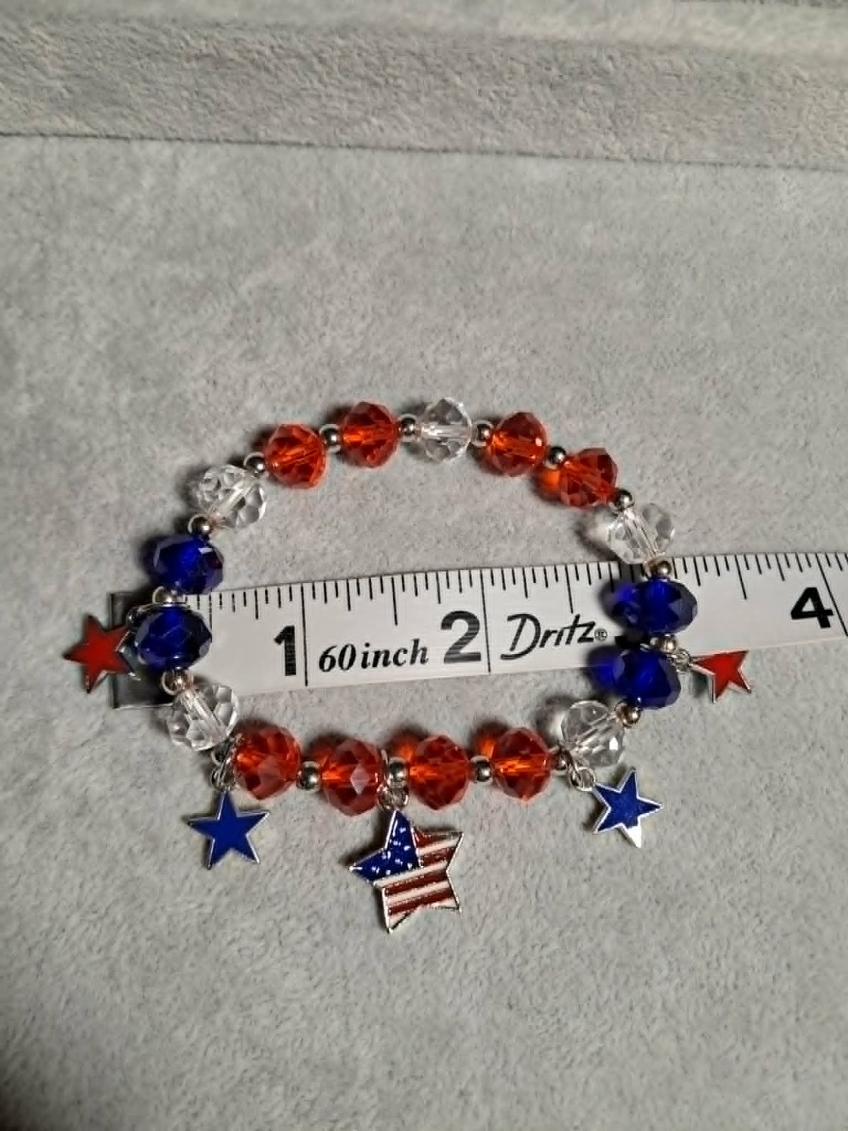 Superstar Accessories Patriotic Beaded Bracelet Red White Blue Stars USA Flag