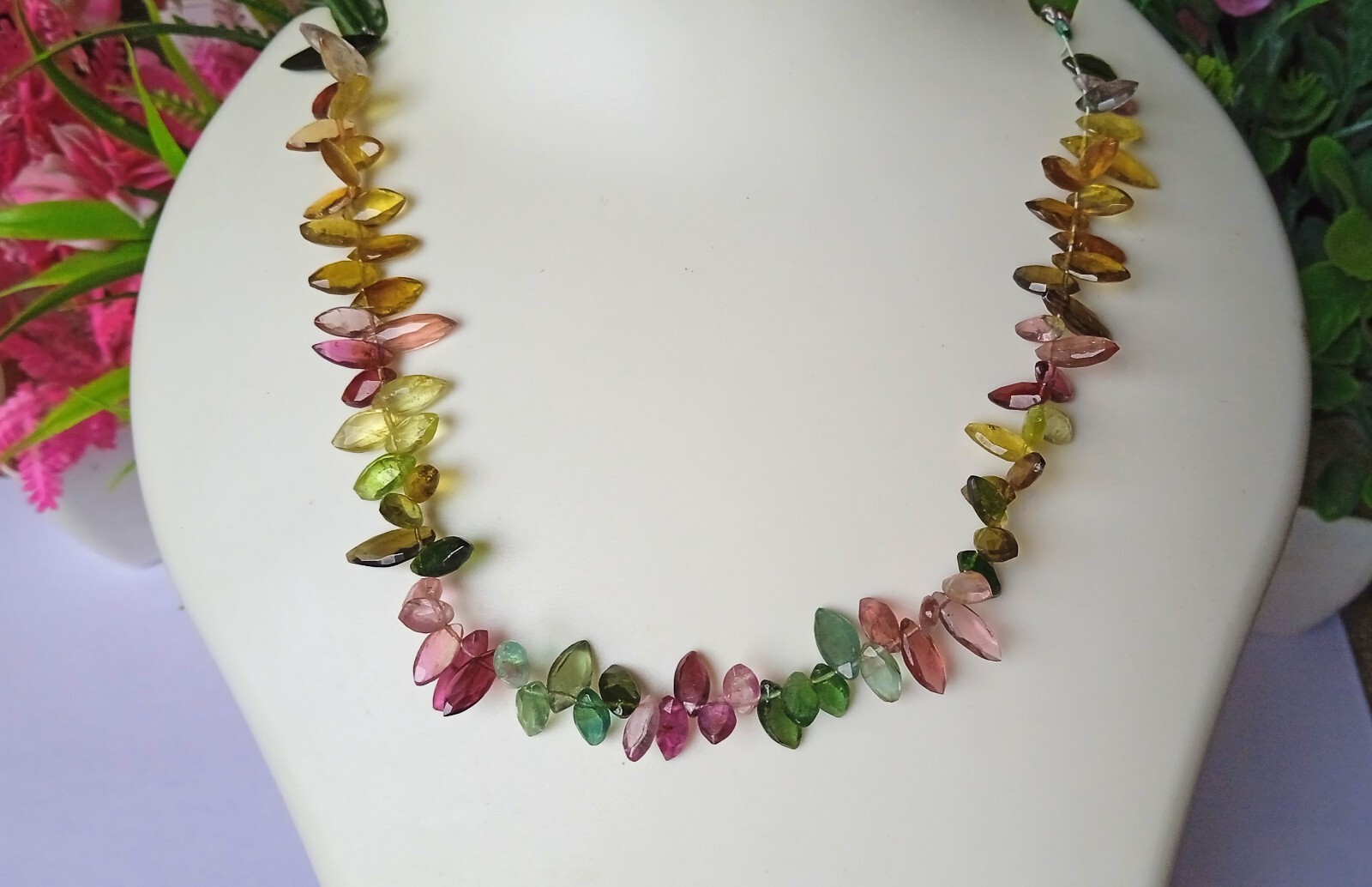 14.5×4.5-8×4 MM Natural Faceted Multi Tourmaline Marquise Cut 8 Inch Necklace