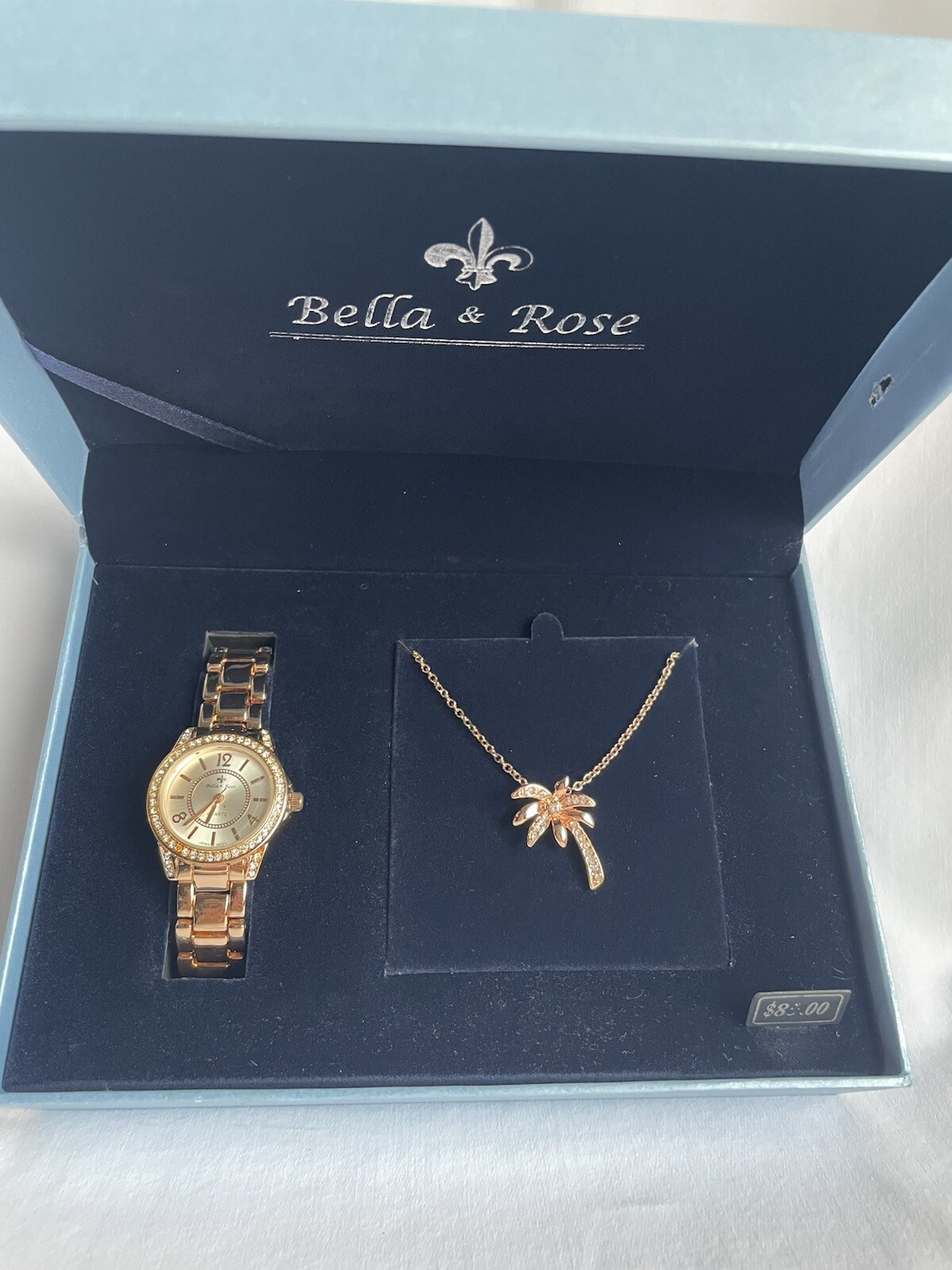 Women’s Jewelry Set Bella Rose Necklace Palm Tree Watch Bracelet 2 Piece Set