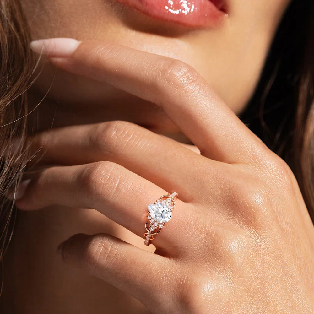 2.25 Ct Pear Cut EF-VS1 Lab Grown Diamond Infinity Engagement Ring 14K Rose Gold