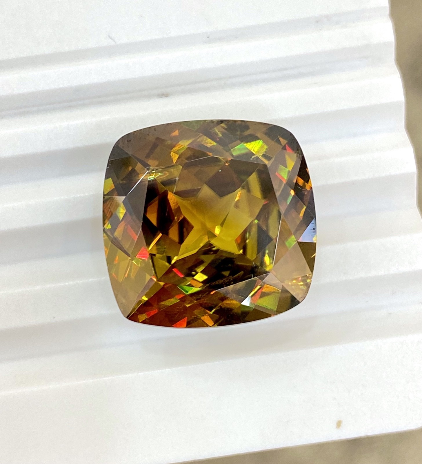 Natural 23.10ct Chrome Sphene, Cushion Cut Large Green Sphene (Titanite), Loose.