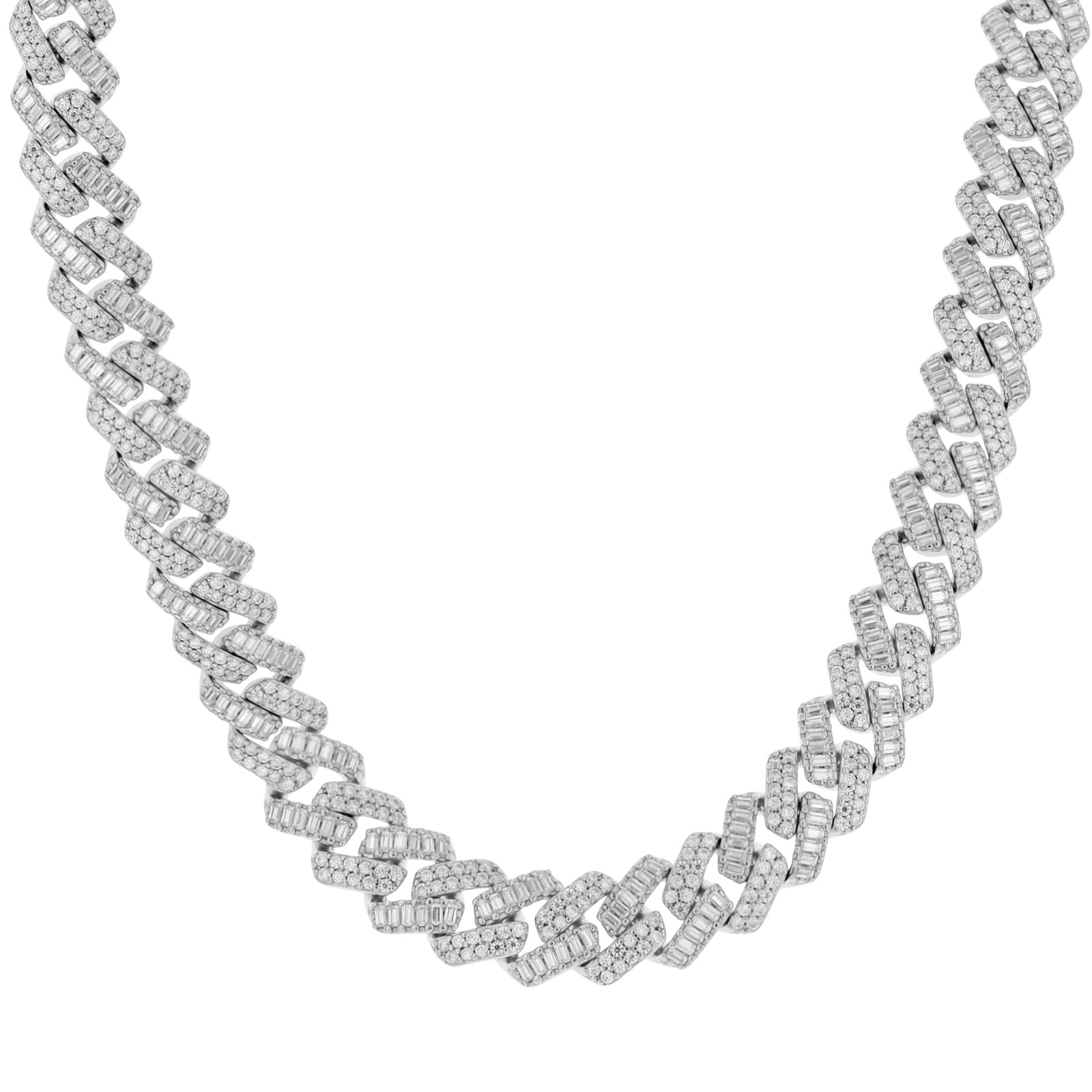 Sterling Silver Baguette Moissanite 10mm Custom Square Cuban Chain | 16″ to 24″