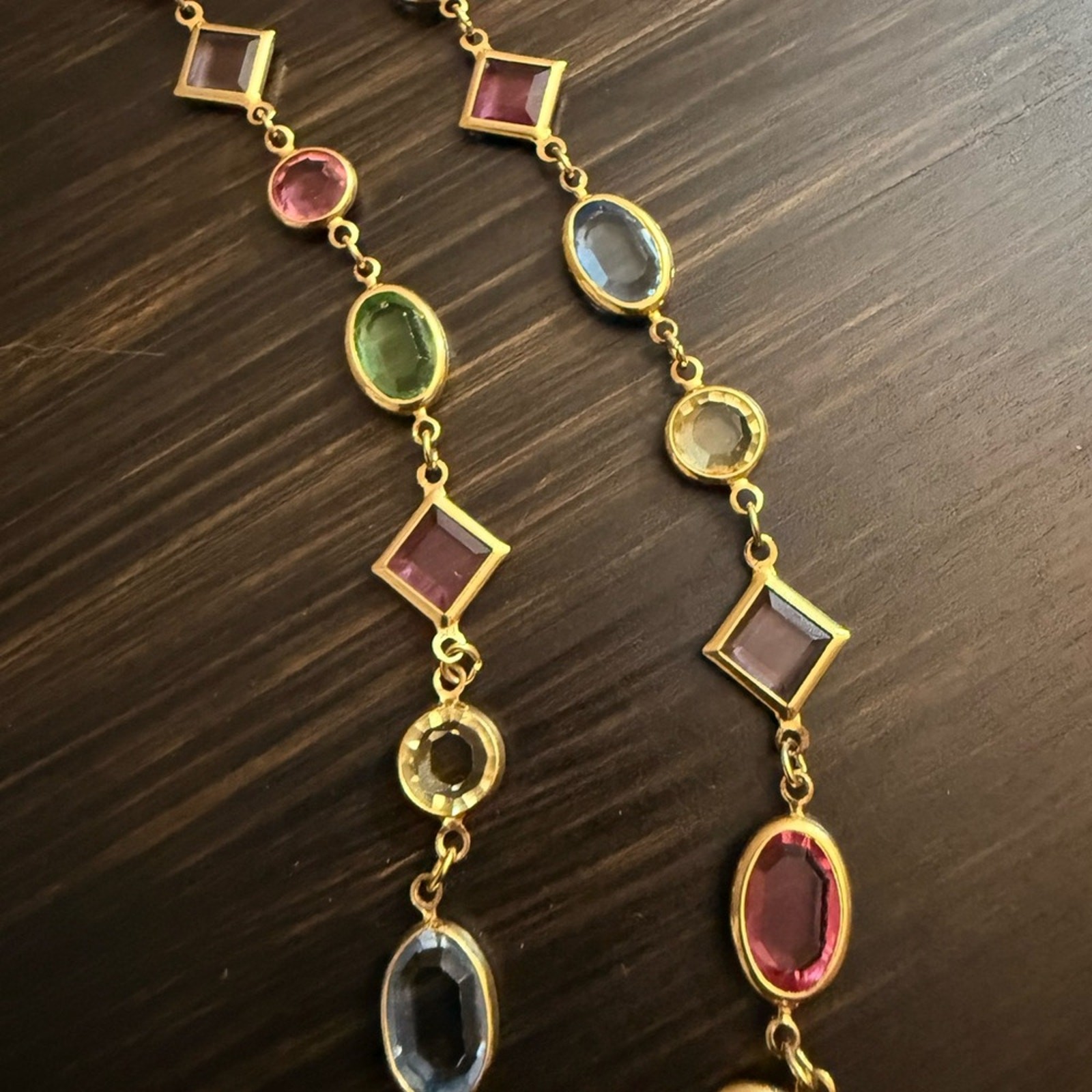 1/20 14k Gold Filled Multicolor Gemstone Necklace 14” Drop
