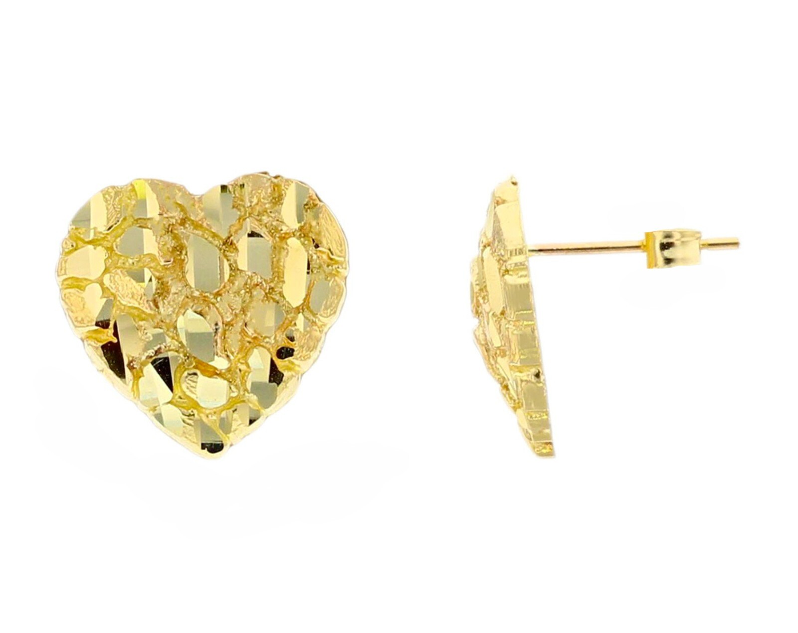 Heart Nugget Earring Unisex Hip Hop Iced 14K Gold plated Stud Fashion Earrings