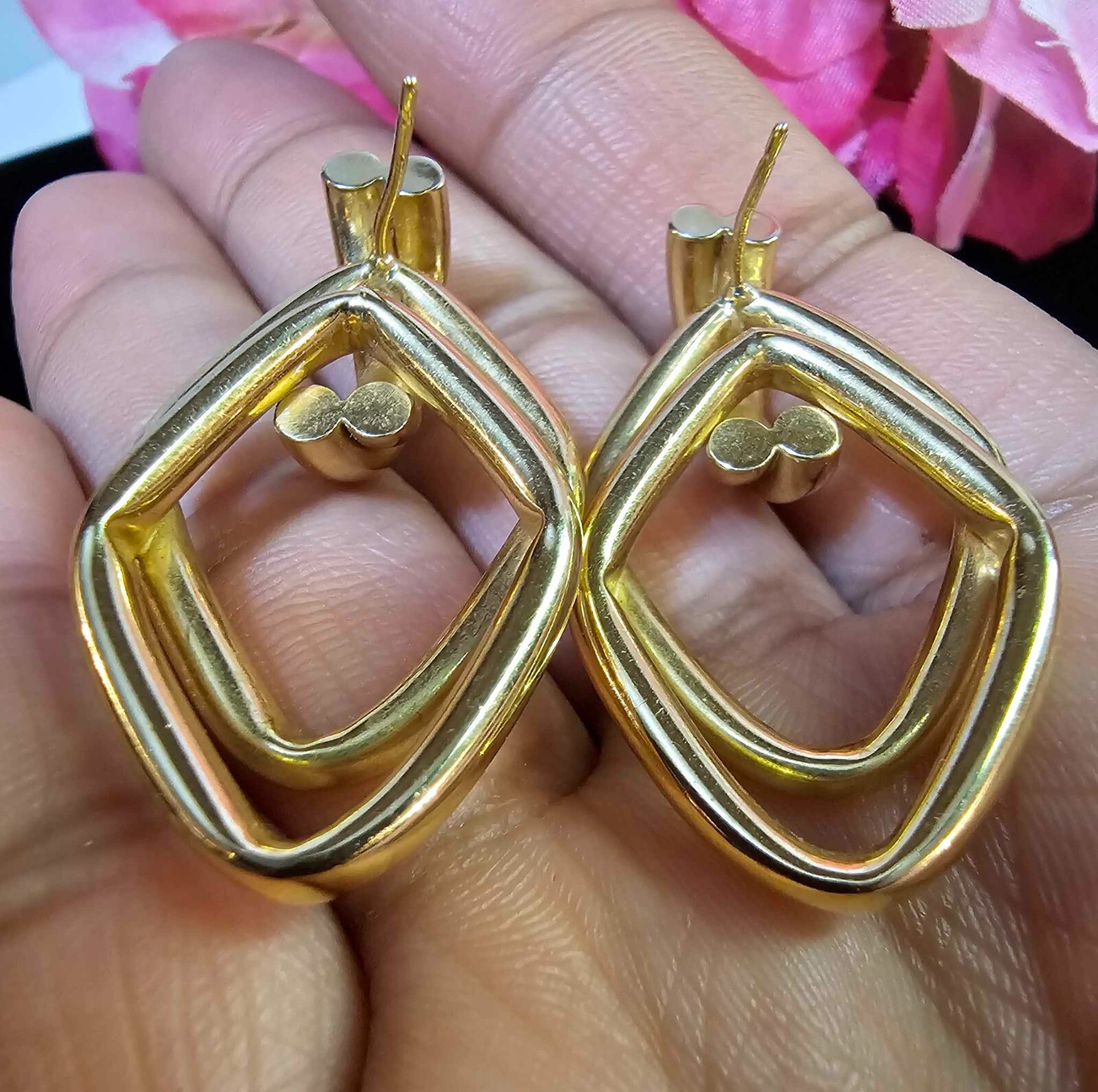 Vtg 14K Yellow Gold Stud Earrings Runway – 6.80g – Tested – B2