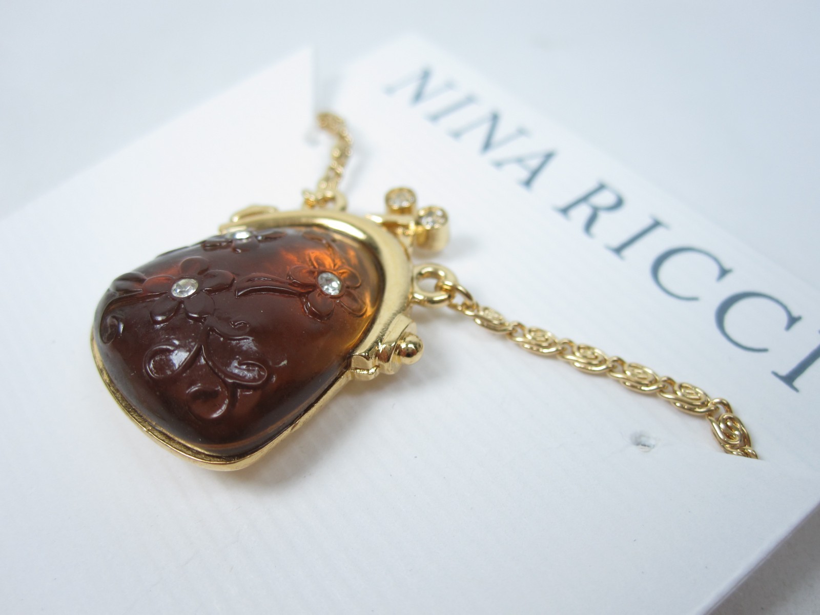 Nina Ricci Gold Plated Necklace with Enamel & Swarovski Crystals – 16-18″ – 9477