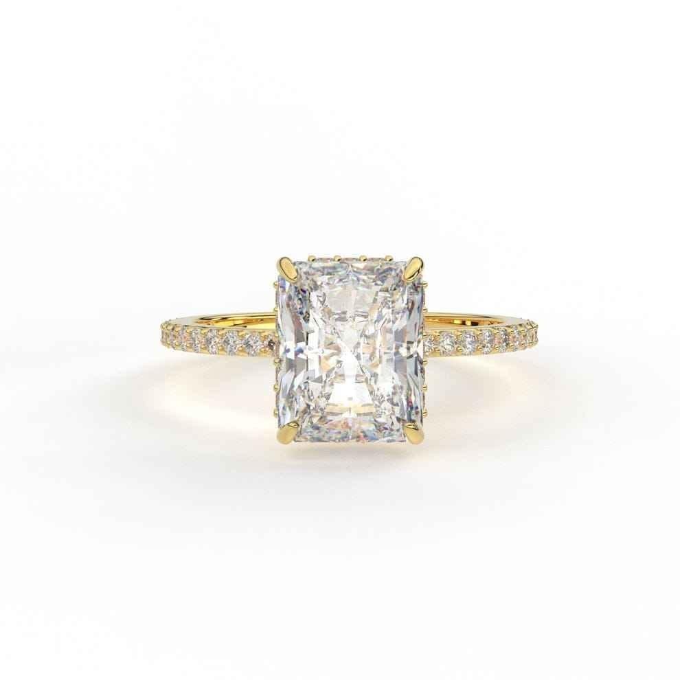2Ct Radiant Cut Moissanite Engagement Ring 14K White Gold Plated 925 Silver