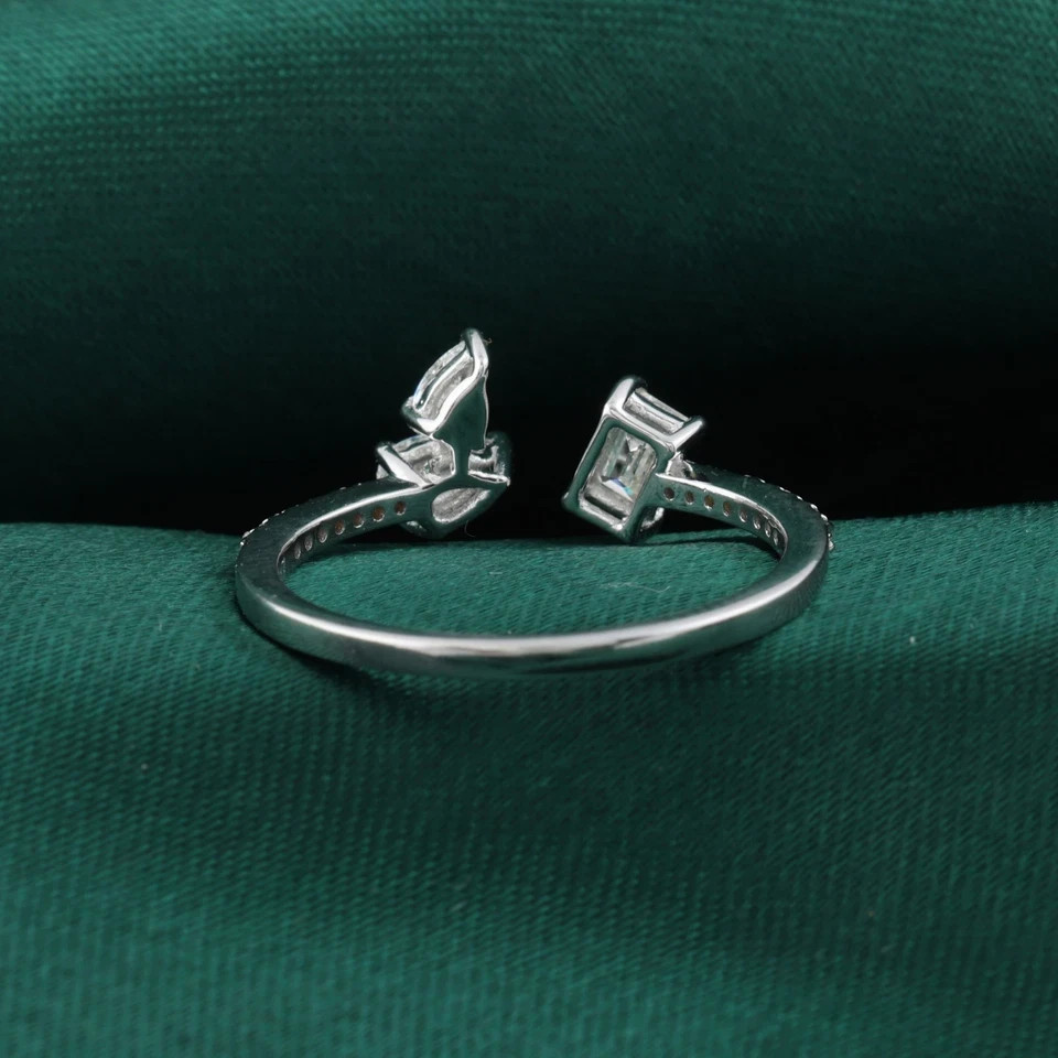 925 Silver moissinite fancy cut ring, for regular and party use.