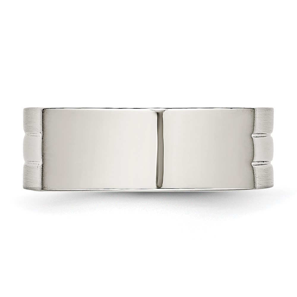 Stainless Steel Brushed and Polished Signet Ring Size 10 for Men’s