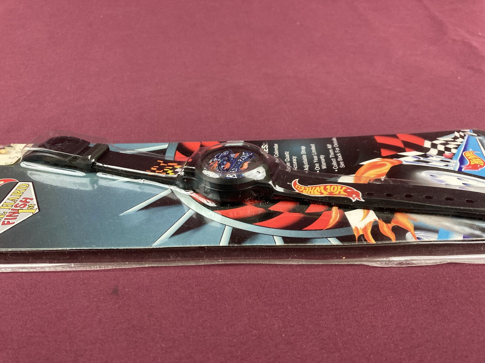 Vintage Hot Wheels Race Hard Digital Wrist Watch Black Flame Band NIB