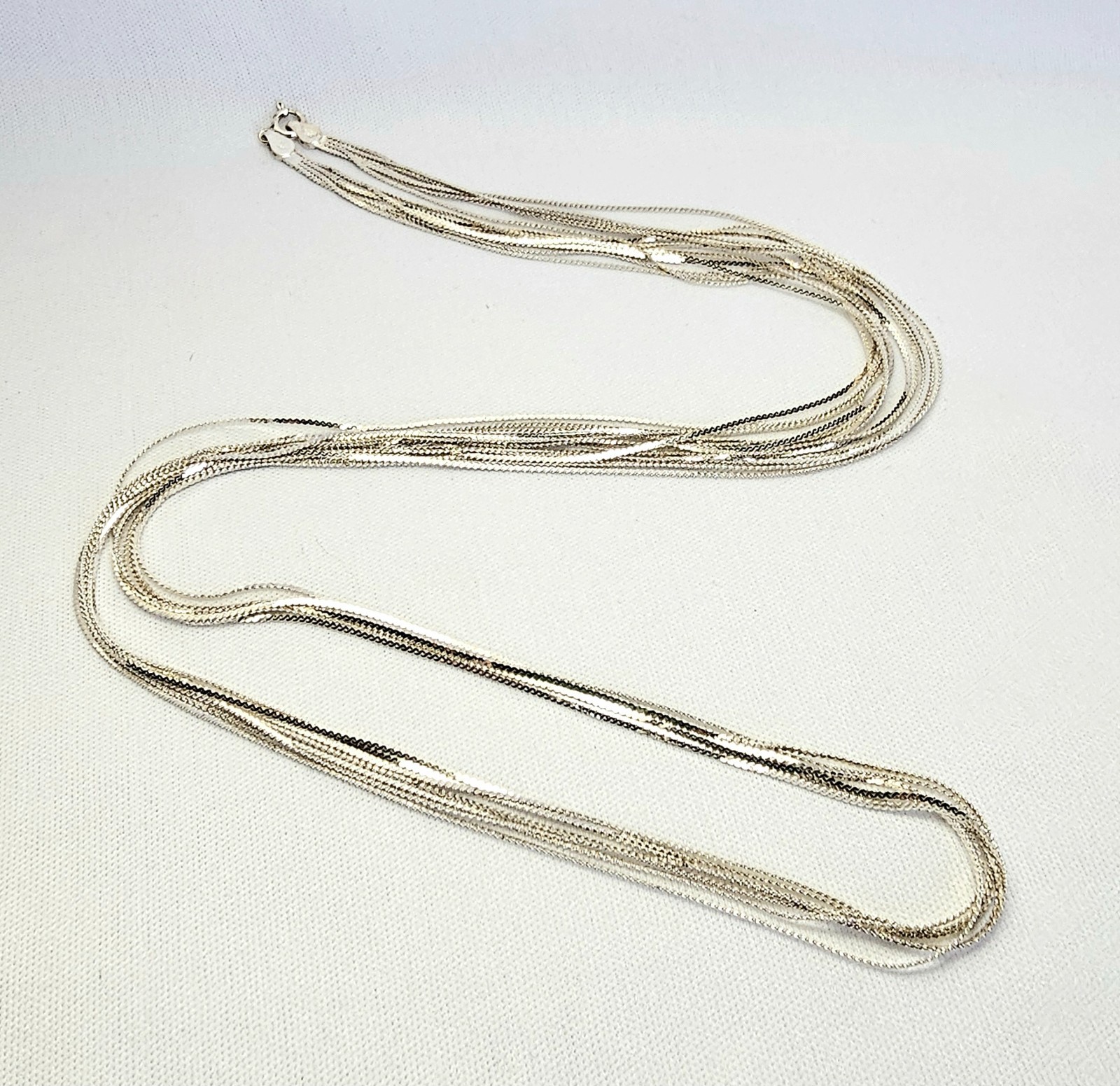 Sterling Silver Necklace Multi 7 Strand Chain Necklace 30″ L 12.2 Grams Jewelry