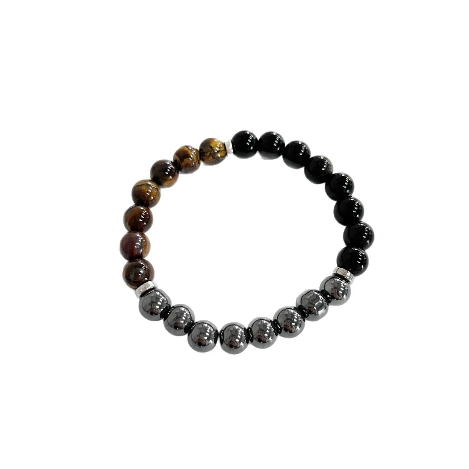 Triple Protection Bracelet Tiger Eye Obsidian Hematite 8mm Bead Stretch