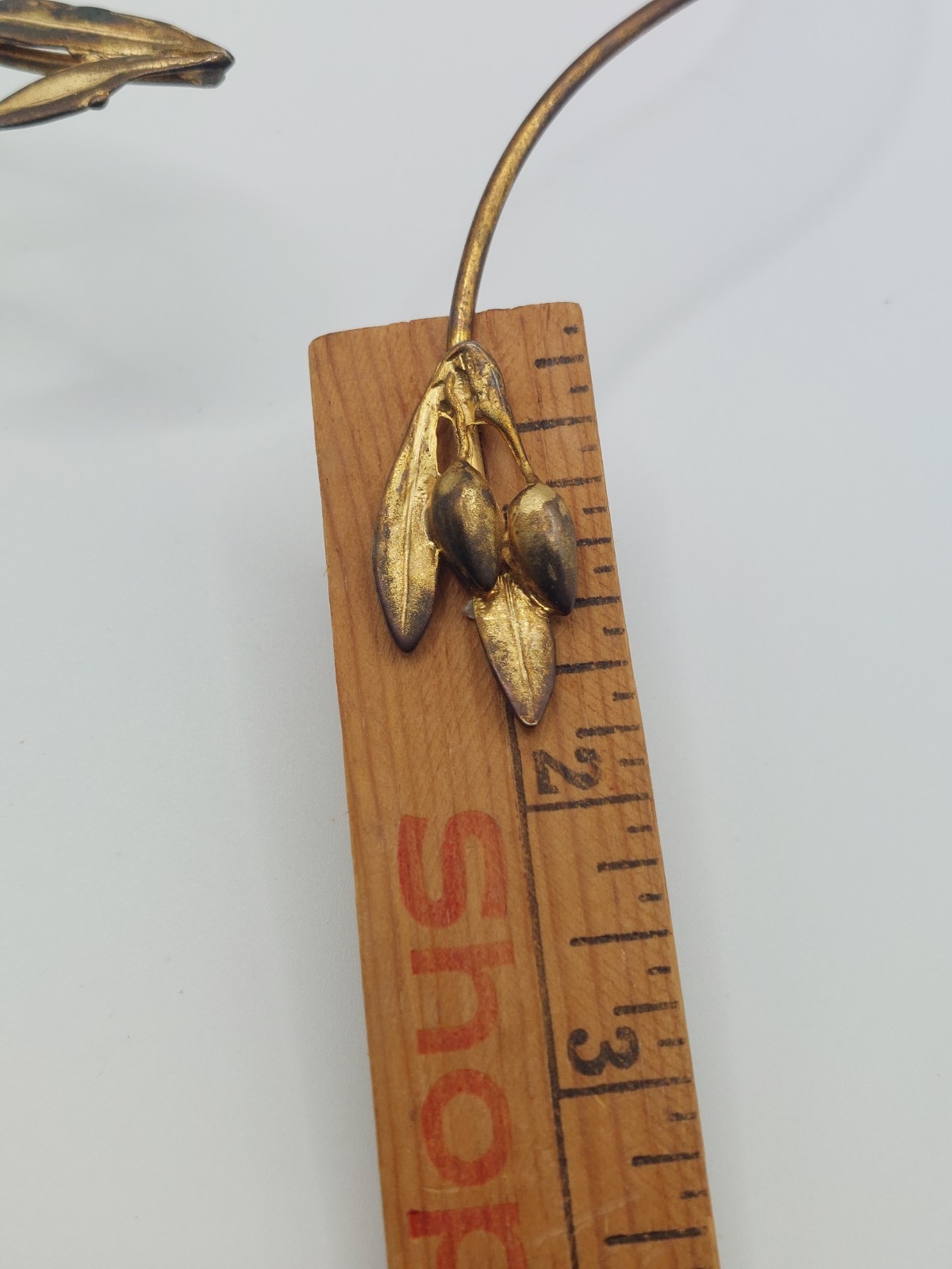 Open Front Gold Torque Collar Necklace Vintage Leaf Earthy Boho Nature Romantic