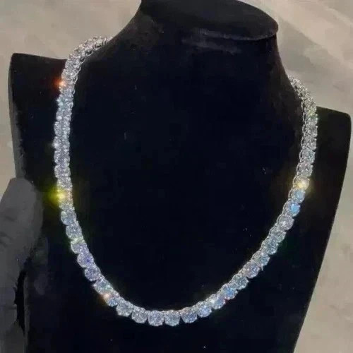 28Ct Round Lab Created Diamond 14k White Gold Plated Tennis Necklace Men’s 22”