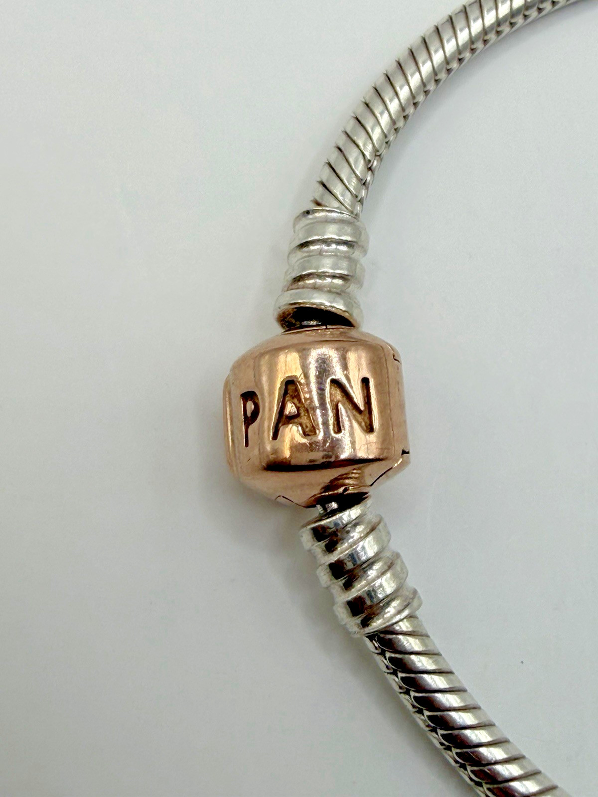Genuine Pandora Moments Snake Chain Bracelet with Rose Gold Clasp 20 cm ALE R