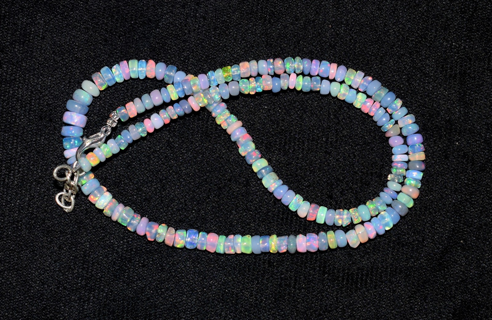 AAA+ Natural Ethiopian Opal Wello Fire Opal Gemstone Beads 16”Necklace 0351