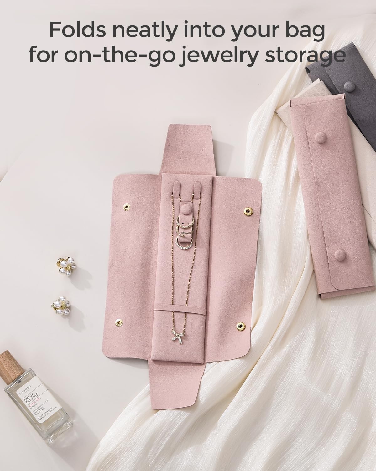 6 Pcs Velvet Travel Jewelry Roll Bag Organizer for Necklaces, Rings, Earrings…