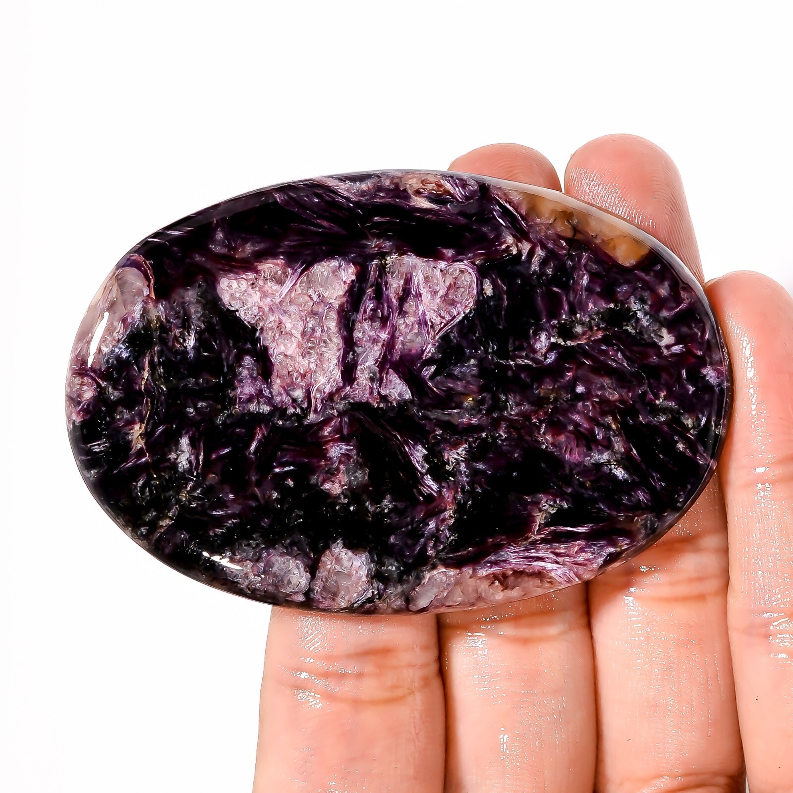 199.05CT Natural CHAROITE Cabochon Russian Charoite Oval Gemstone 47X70X6mm BC60