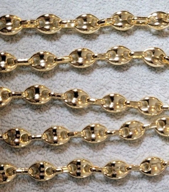14k Gold Heavy Plated Stainless Steel Mariner Chain, 8mm, 23.5″, 55gms, Stamped