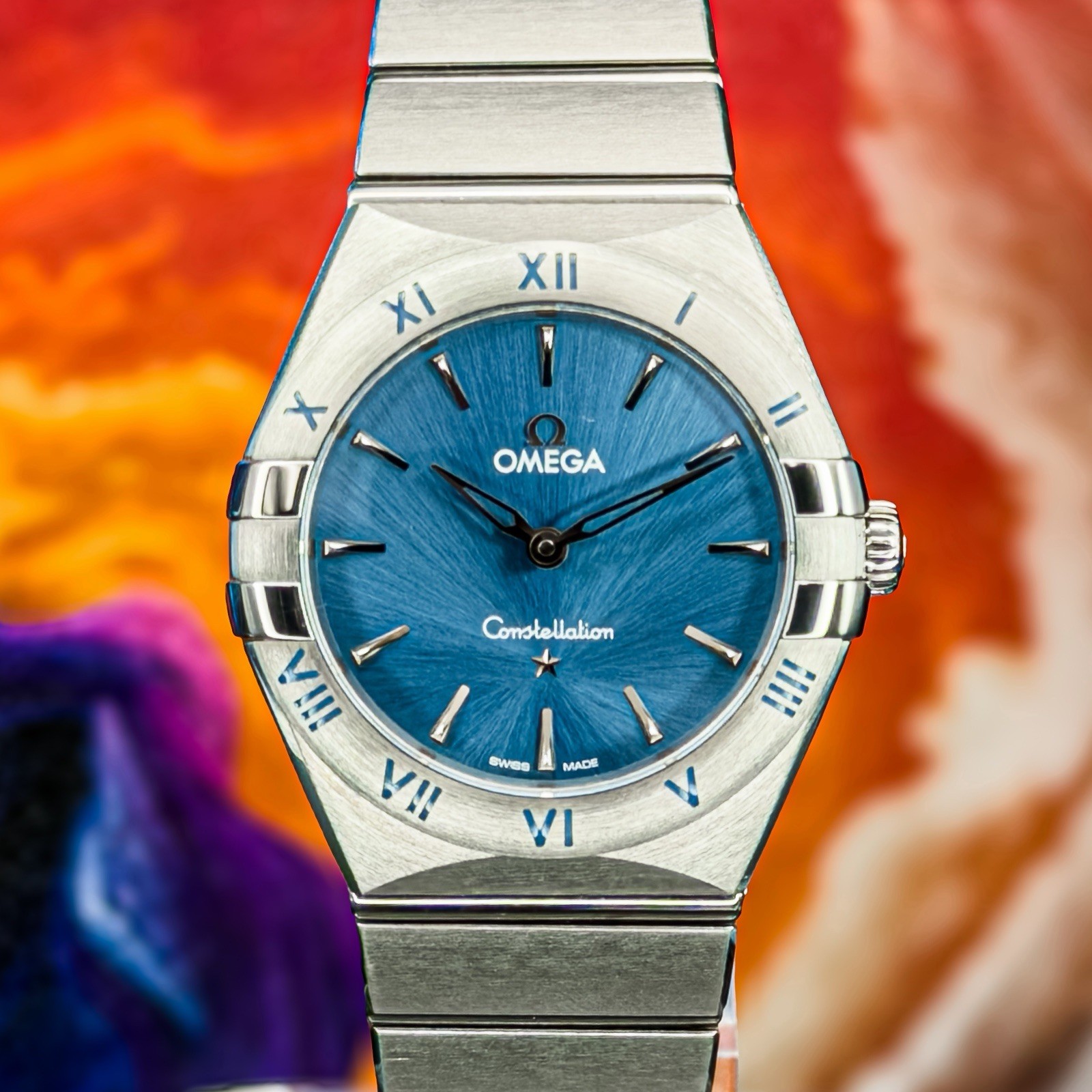 Omega Constellation 28mm quartz blue dial ref. 131.10.28.60.03.001, box & papers