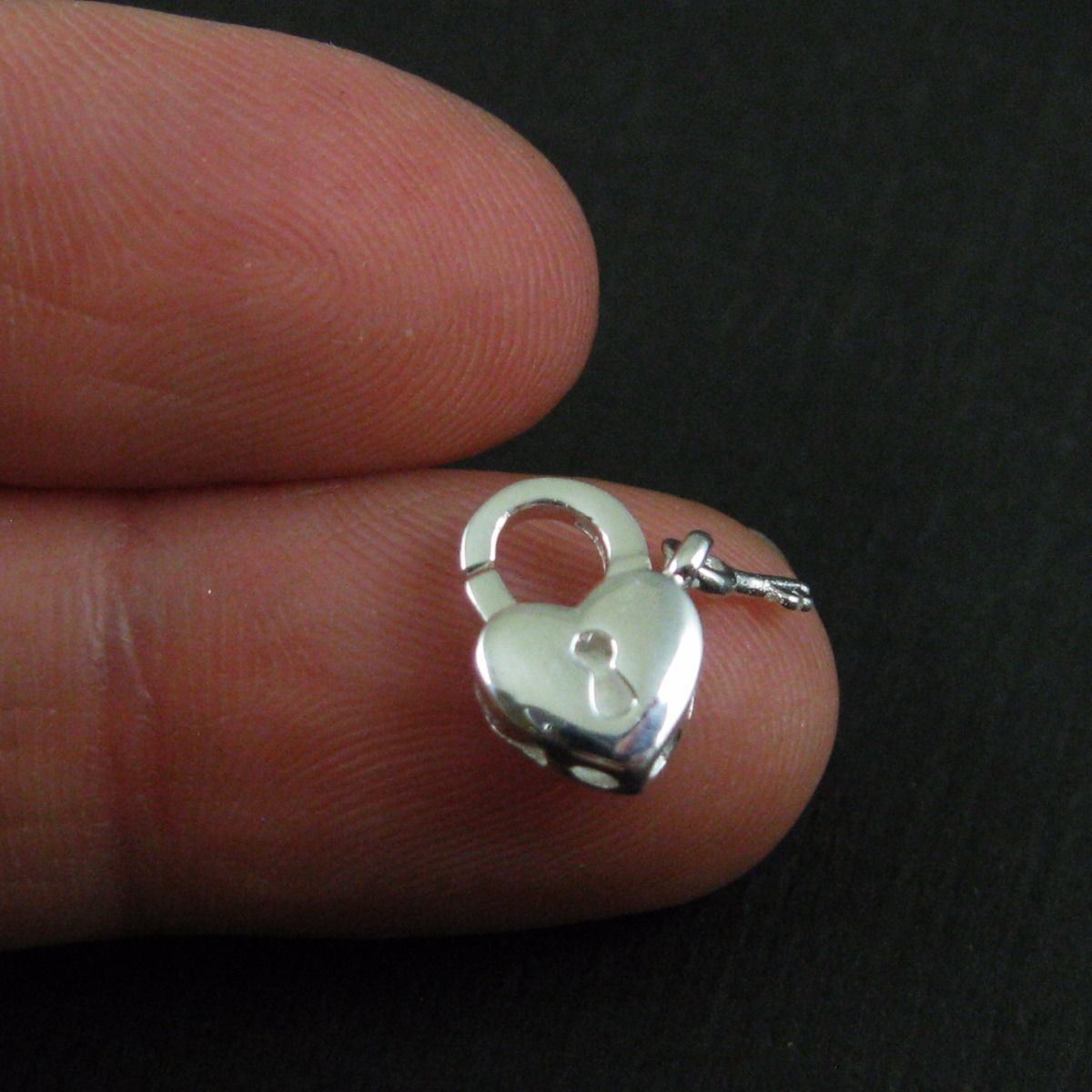 Sterling Silver Heart Lobster Clasp – Heart with Lock and Key Shape Clasp Charm