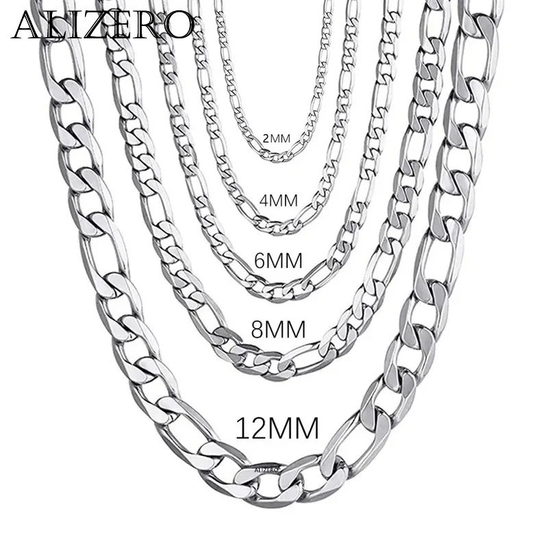 Men’s Figaro Chain Necklace – Sterling Silver Plated – Italy Inspired