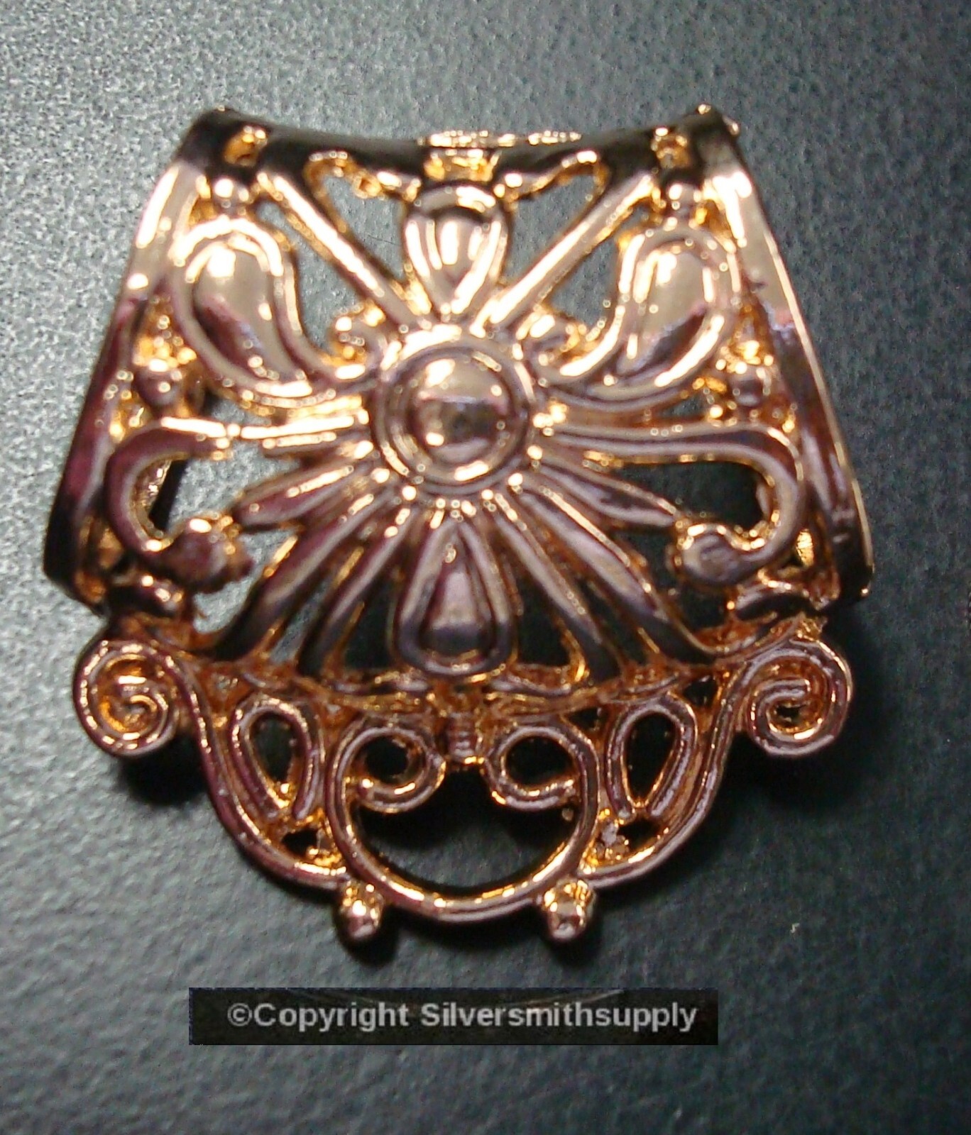 Scarf ring slide clip filigree dangle tube clasp Lt Rose Gold pl scarf FPC183B