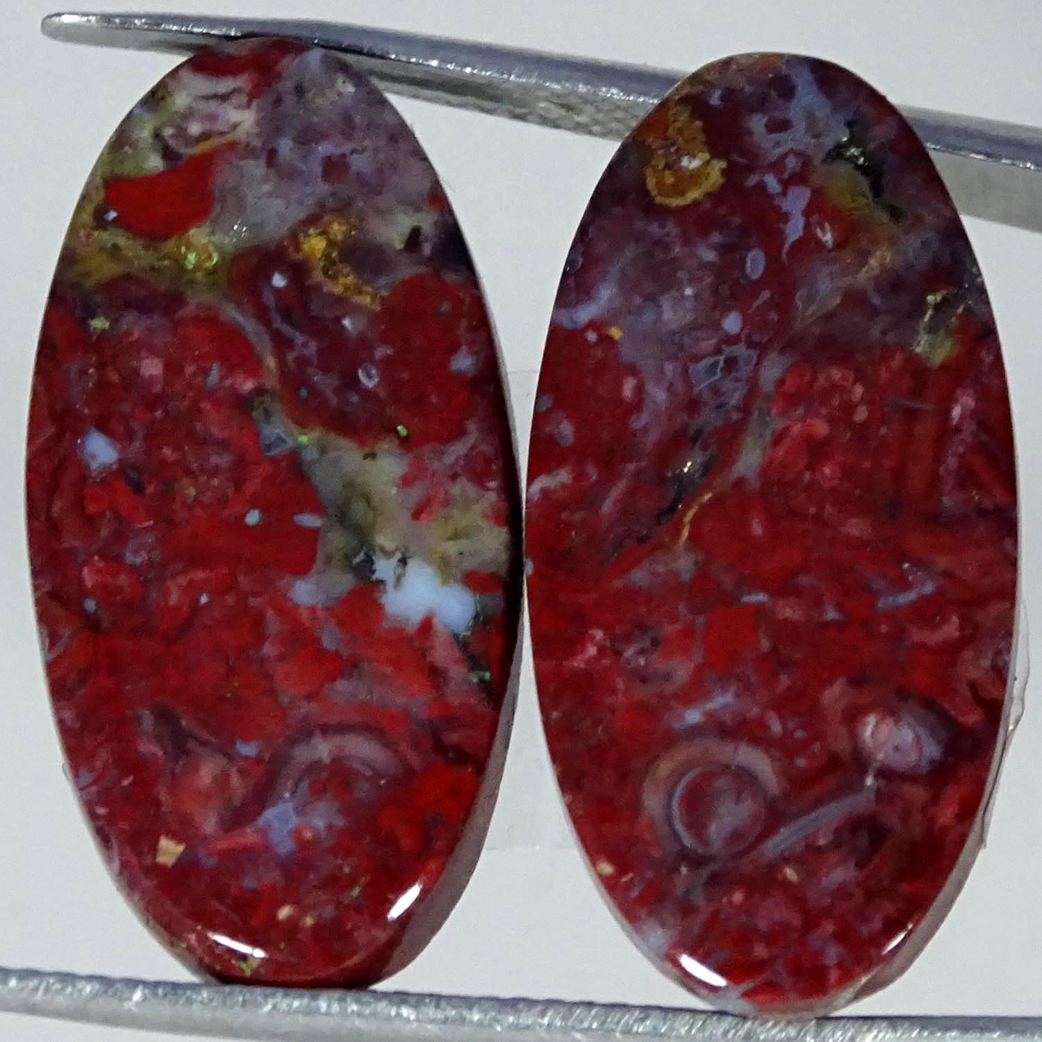20.50Cts 100%Natural Palm Root Agate Pair Oval Cabochon Gemstone 12X24X4MM