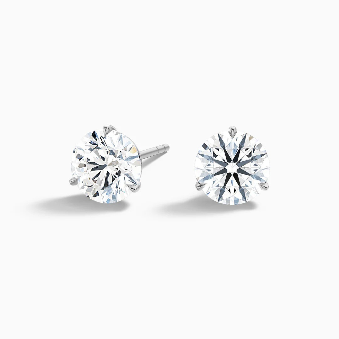 2 Ct Round Cut Lab Grown Diamond Solitaire Stud Earrings 14k White Gold