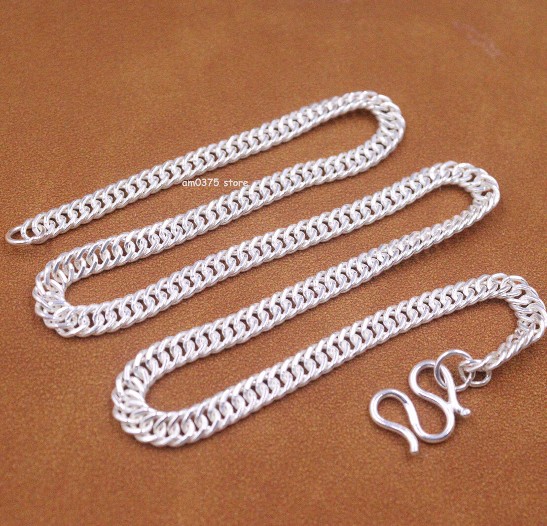 Pure 999 Fine Silver Necklace Women’s 5.8mm Curb Chain Cuban Link 18inch /25-26g