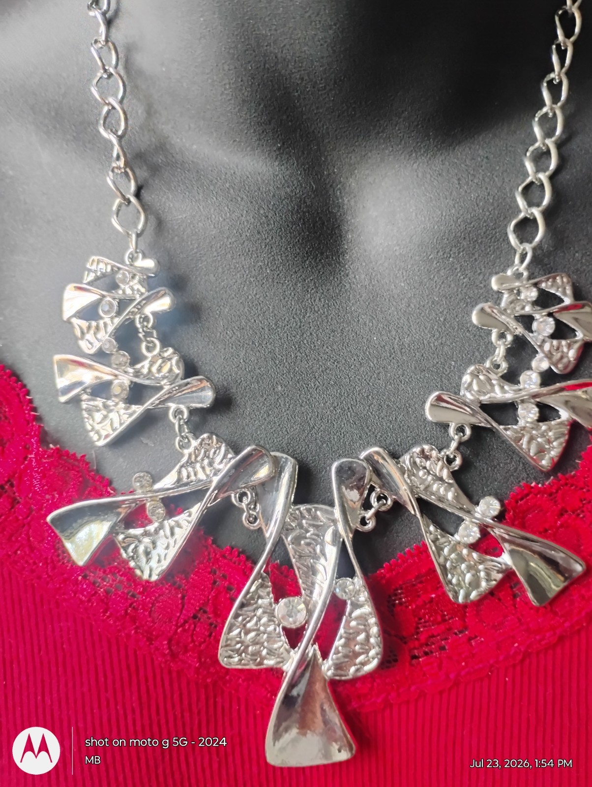 Paparazzi Silver Tone Statement Necklace & Drop Dangle Earrings Set