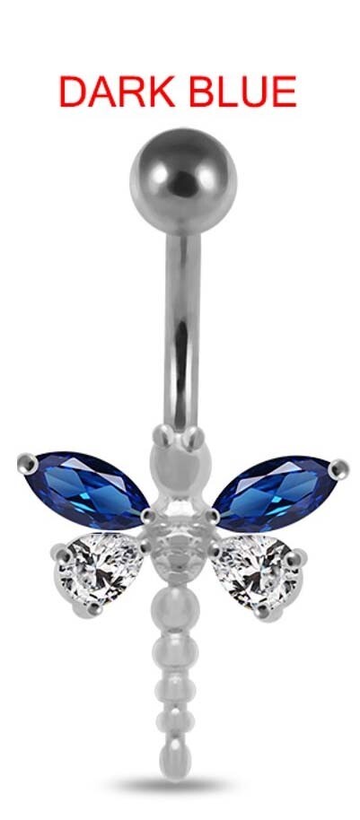 14G 3/8 DRAGONFLY BELLY RING NAVEL BUTTON PIERCING JEWELRY