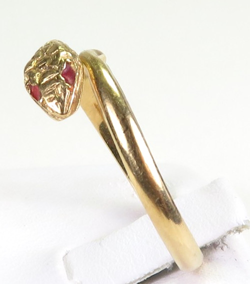 Antique Art Deco 1920’s Enamel Snake 18K Yellow Gold Ring Size 9-10 UK-R1/2-T1/2