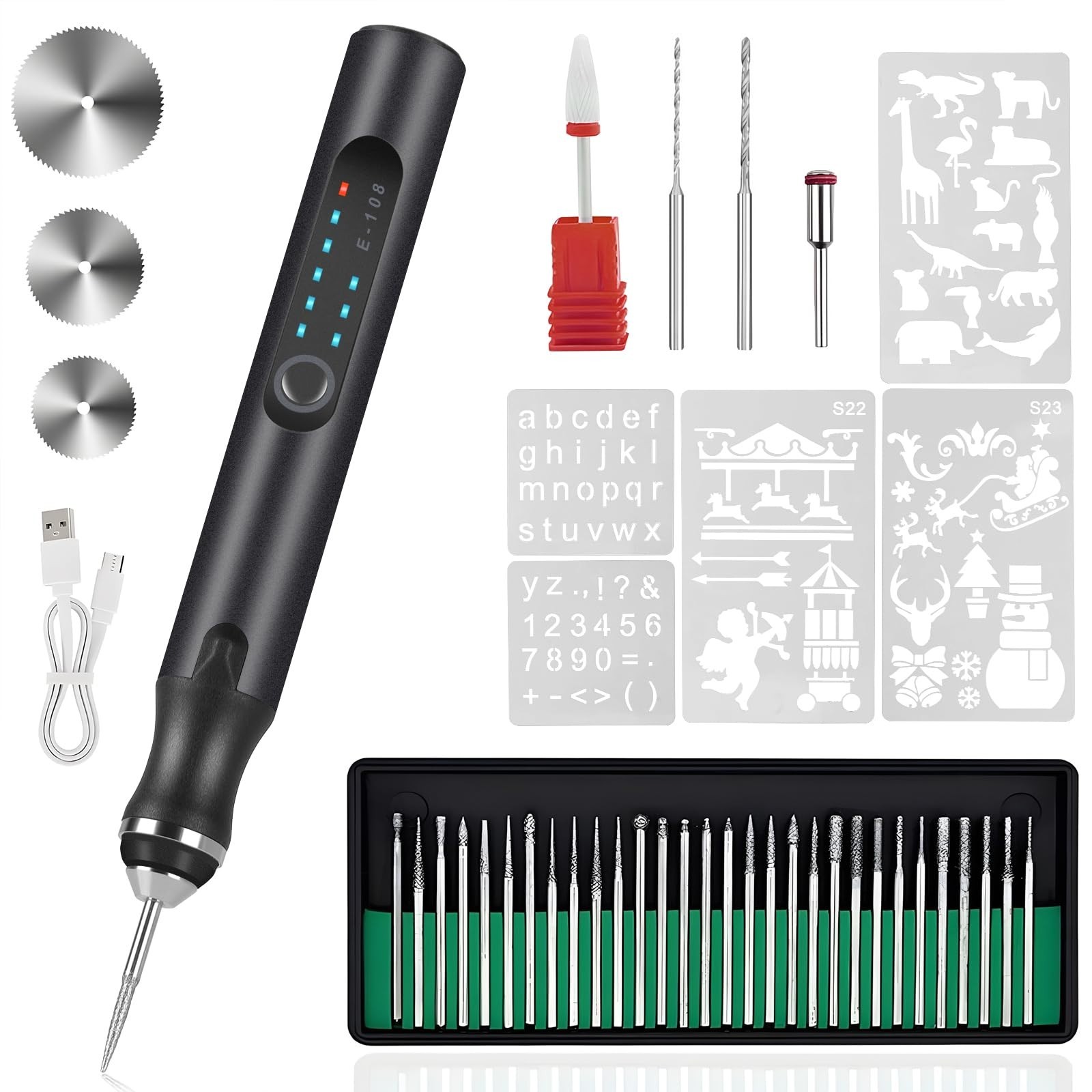 USB Rechargeable Electric Engraving Pen, 37 Bits Cordless Engraver for Jewelry