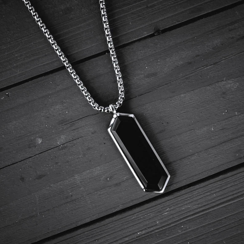 BLACK ONYX PENDANT 925 STERLING SILVER PENDANT MENS PENDANT – NO CHAIN