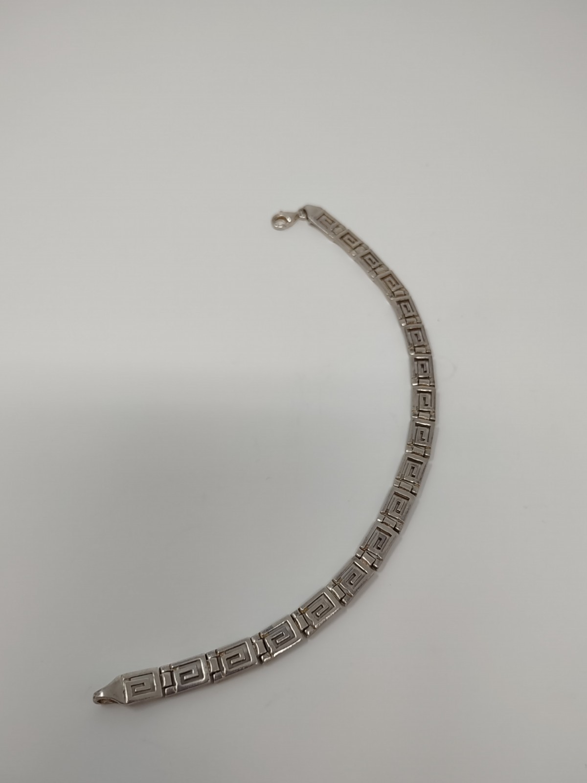 Sterling Silver Greek Key Link Bracelet 7 Inch 925