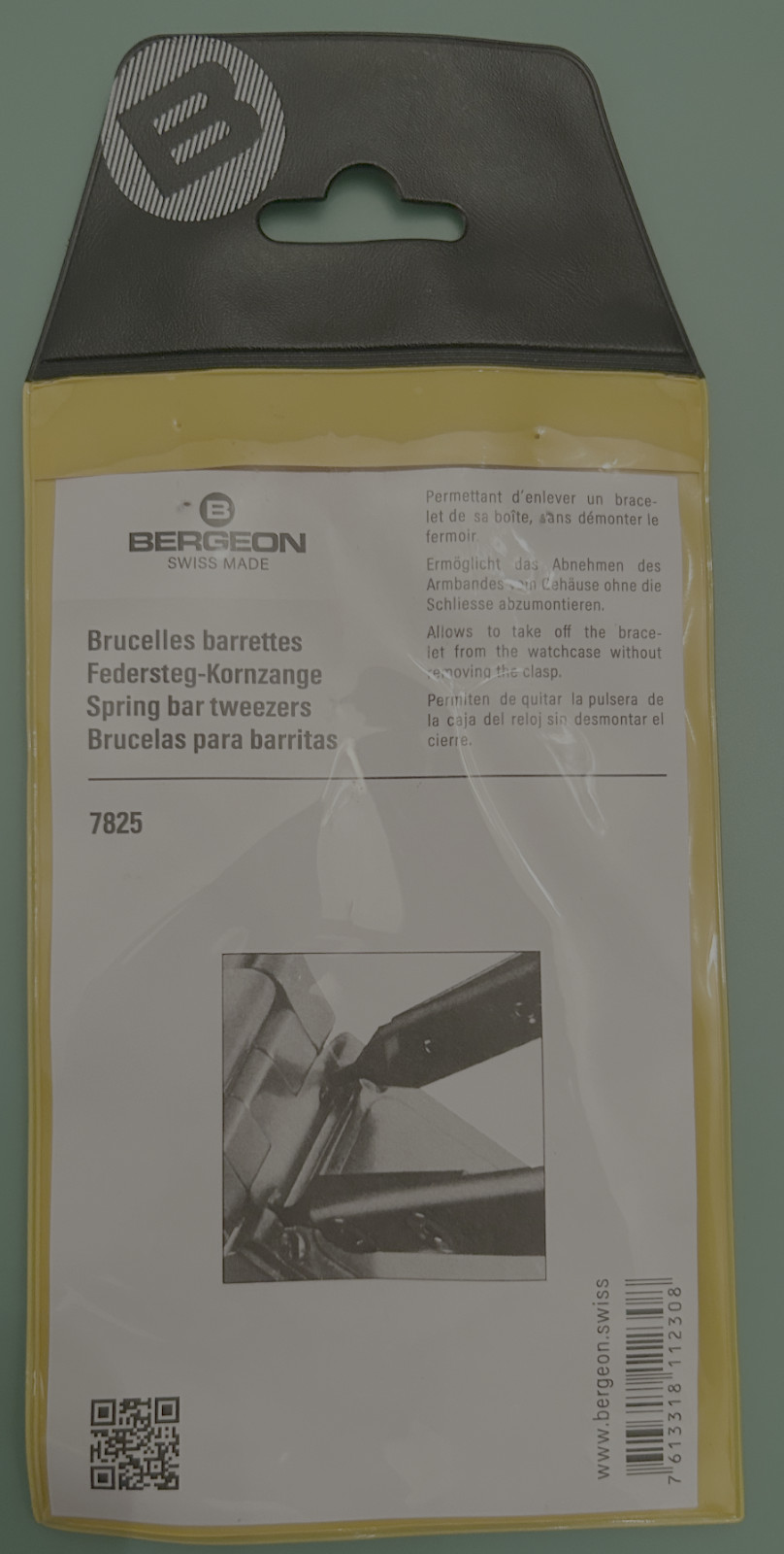 Bergeon 7825 Spring Bar Tweezer Lug Removal Fitting Tool
