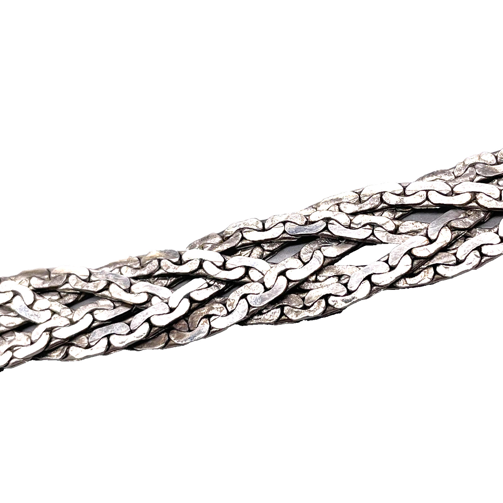 Braided Chain Necklace Spring Silver Tone 22.5 Inches